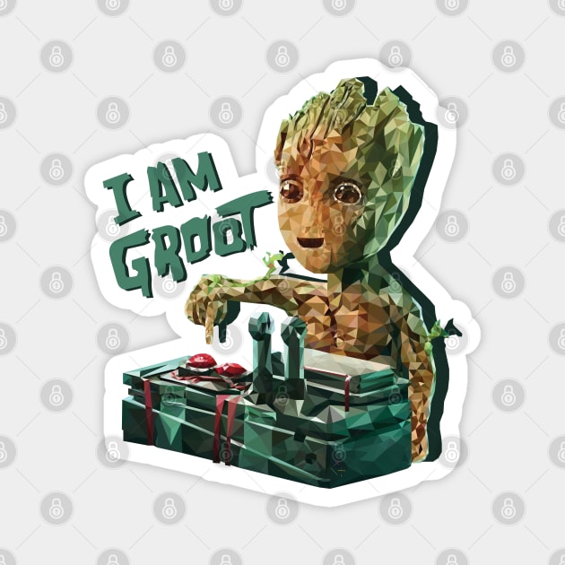 Groot with Bomb (Low Poly) Magnet by |NAME|