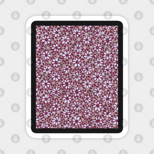 Batik Florals in Purple and Grey Tones Magnet by FrancesPoff