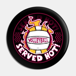 Volleyball Served Hot Maroon Yellow Vball Pin