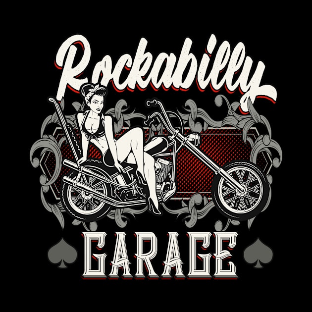 Rockabilly Garage Biker Pin-Up Girl by Foxxy Merch