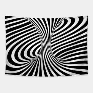 Swirl Lines Black and White Tapestry