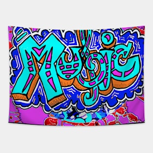 Music Bright Pin and blue Tapestry