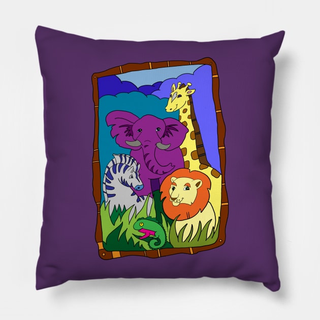 African Animal Party Pillow by JulietLake