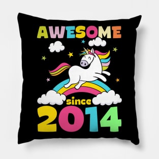 Cute Awesome Unicorn Since 2014 Funny Gift Pillow