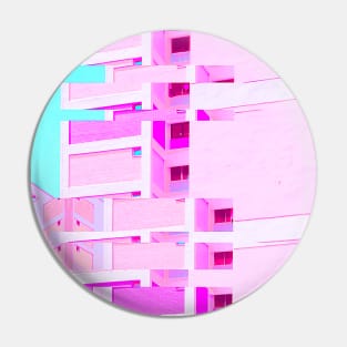 Apartment Building Trippy Vaporwave Glitch Art Pin