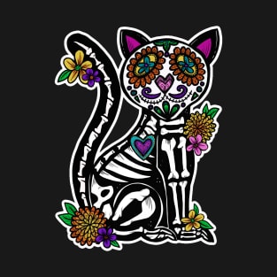 Dia de Los Muertos Gato Day of the Dead Sugar Skull Cat T-Shirt