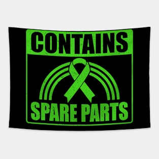 Organ Donor Green Ribbon, Contains Spare Parts Tapestry