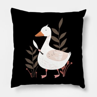 Goose with Knife Funny Boho Style Pillow