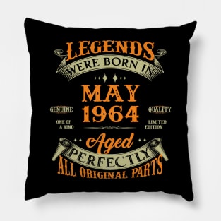 Legends Were Born In May 1964 60 Years Old 60th Birthday Gift Pillow