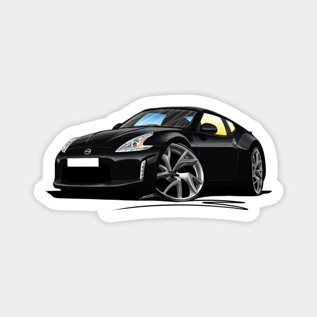 Nissan 370z Black Caricature Car Art Magnet by y30man5