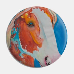 Red orange horse on blue background Pin