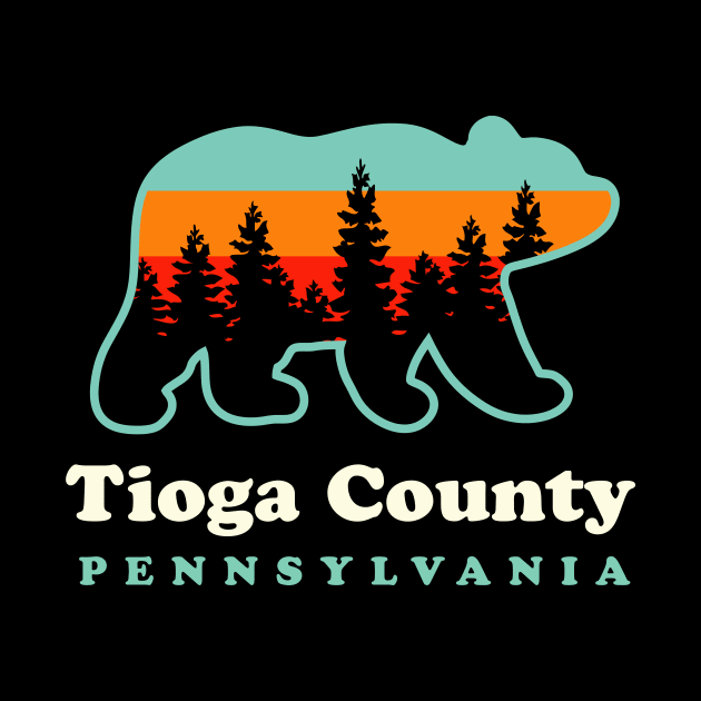 Tioga County Pennsylvania Camping Hiking Bear by PodDesignShop