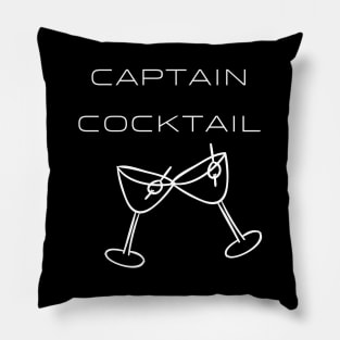 Captain Cocktail Typography White Design Pillow