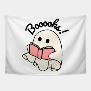 Booooks Cute Ghost Reading Book Lover Halloween Party Gift Tapestry