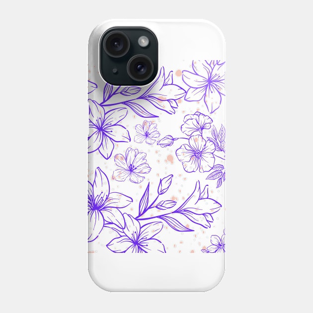 Flower and Leaves pattern illustration background Phone Case by chrstdnl