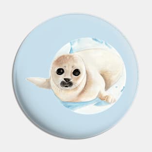 Baby seal in watercolor Pin