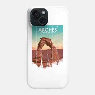 Arches National Park Travel Poster in a vintage and minimal style Phone Case