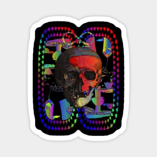 Trippy Psychedelic Skull Colorful Mushroom Skeleton Magnet