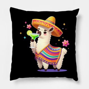 Drinking Margarita Mexican Poncho Cinco De Mayo Pillow