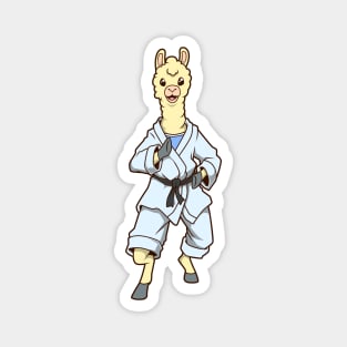 Cartoon llama doing judo Magnet