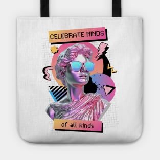 Celebrate Minds of All Kinds 80's Neurospicy Autism Pride Tote