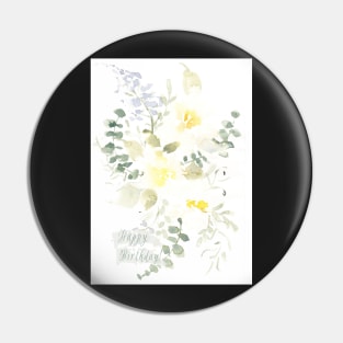 Dainty Yellow Watercolor Happy Birthday Greeting Card Pin