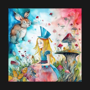 Bright Alice in Wonderland Watercolor T-Shirt