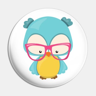 Hipster Owl, Owl With Glasses, Cute Owl Pin