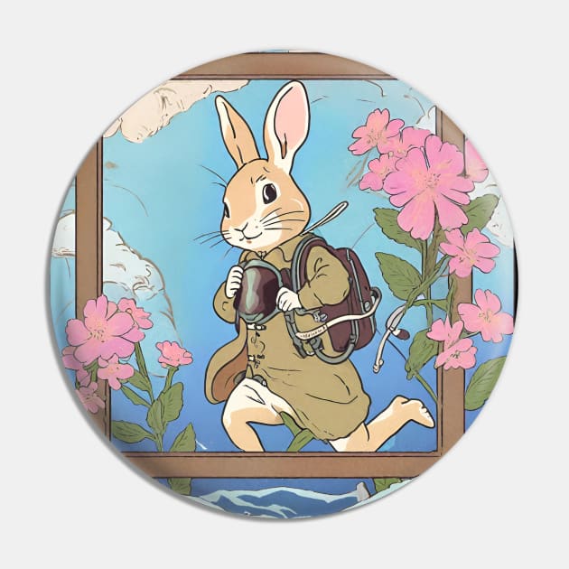 Scuba Diving Underwater with Rabbit Bunny Lover Diver Instructor Gift Pin by wigobun