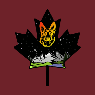 Canadian Maple Leaf German Shepherd - Yellow/Orange T-Shirt