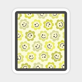 Yellow Flower Happy Faces Magnet