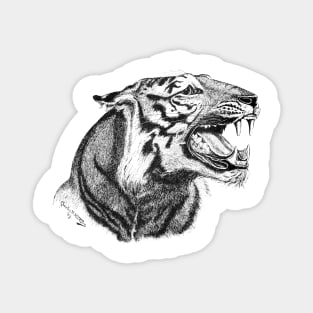 Tiger Face. Tattoo Style Illustration Magnet