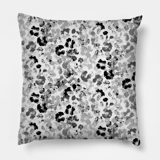 Gray Splashed Flowers Pillow by Carolina Díaz