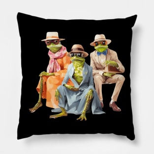 Froggy Fashionistas Funny Frog Lovers Gift Pillow
