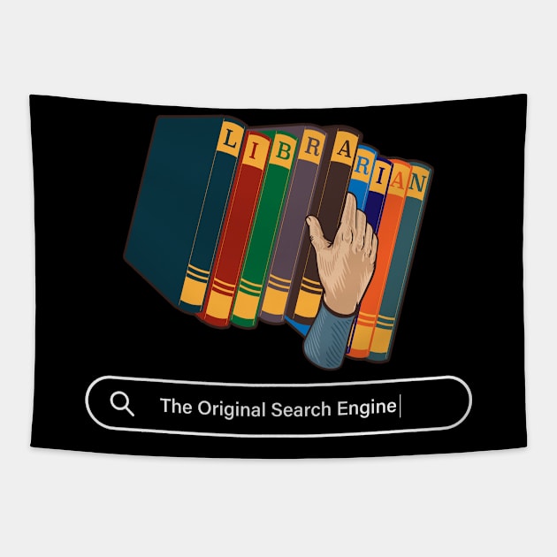 Librarian Search Engine Funny Librarian Gift Tapestry by CatRobot