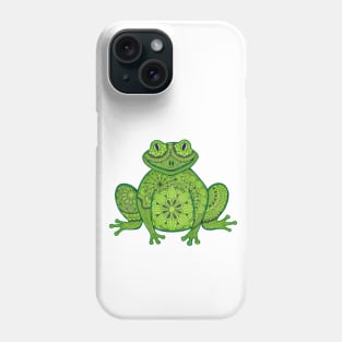 Green Mandala Frog (white background) Phone Case