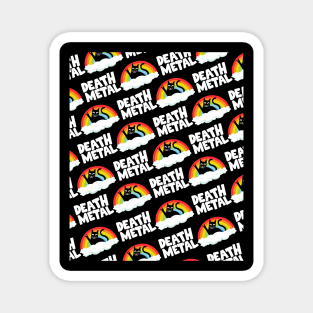 Funny Retro Death Metal Cat Rainbow Gift Idea Magnet