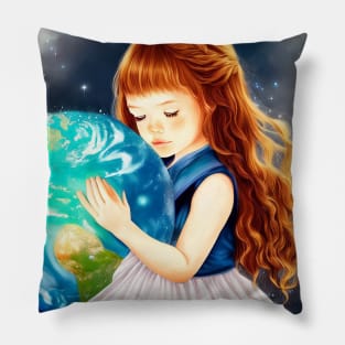 Save the earth girl Pillow