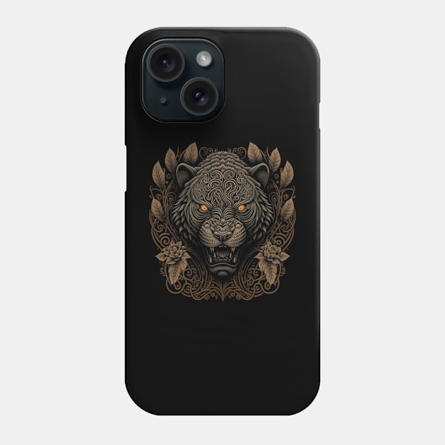 Tiger decorated with Javanese ornaments Phone Case by gblackid