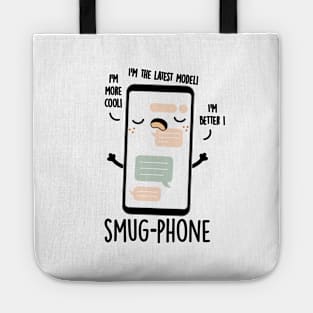 Smug Phone Funny Cellphone Puns Tote