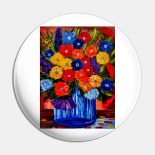 Beautiful floral paintings with abstract flowers in a blue vase Pin