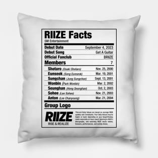 RIIZE Nutritional Facts 2 Pillow