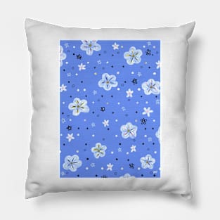 White Flower Pattern - Periwinkle Pillow