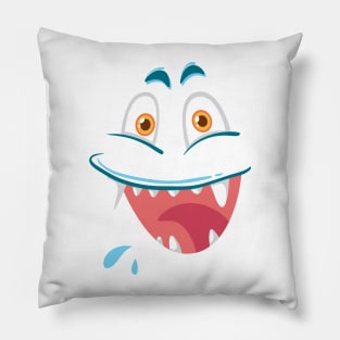 laughing face of blue monster Pillow
