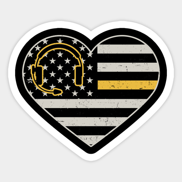 911 Dispatcher Shirt Heart American Flag Gift 911 Dispatcher Sticker Teepublic