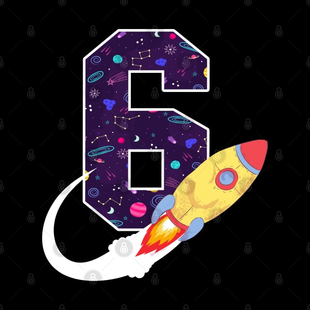 Outer Space 6 Year Old 6th Birthday Six Rocket Ship Party by ruffianlouse