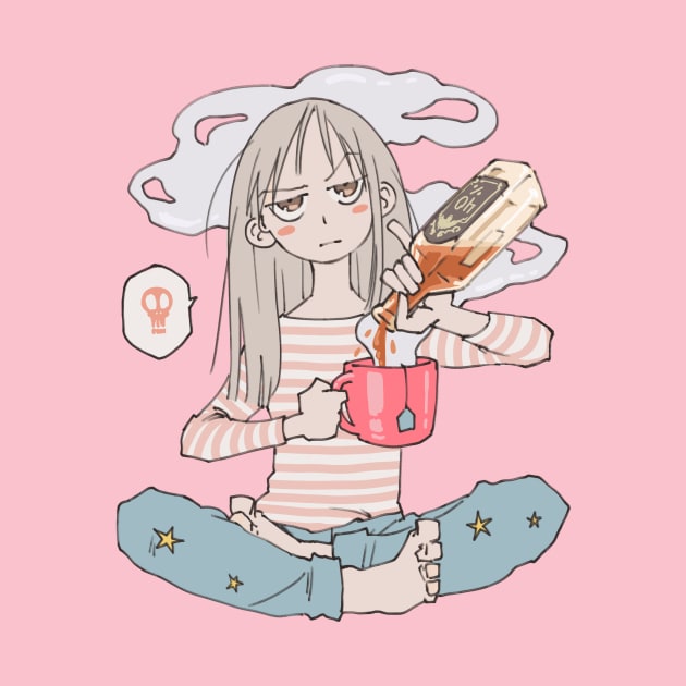Tea Time Funny Cartoon Manga Girl by Jay Spotting