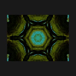 Teal and Forest Green Kaleidoscope Pattern T-Shirt