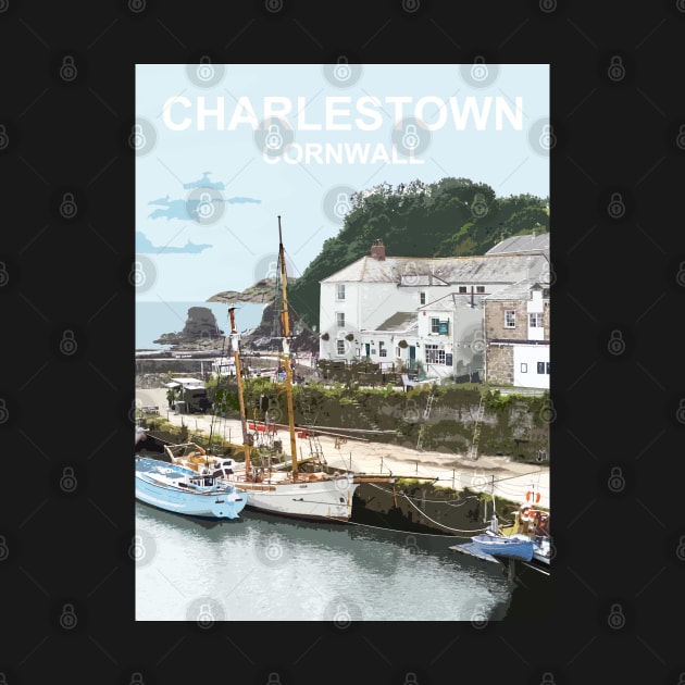 Cornwall Charlestown.  Cornish gift Kernow Travel location poster, St Austell by BarbaraGlebska