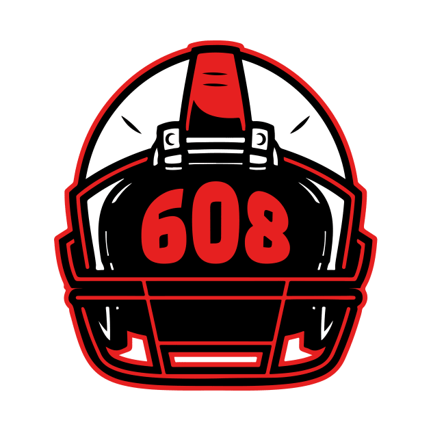 Retro Football Helmet 608 Area Code Madison Wisconsin Football by SLAG_Creative